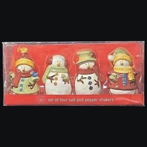 NIP - Kohl's Set Of 4 Festive Snowman Salt and Pepper Shakers